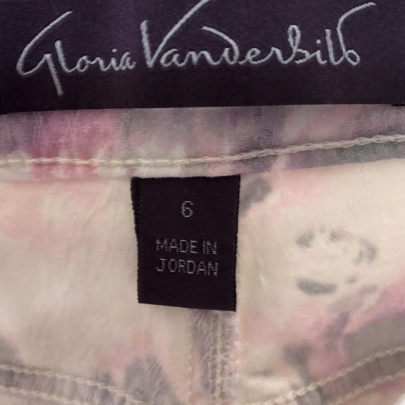 SZ 6 NWOT SOFT PRINT Gloria Vanderbilt Amanda GREAT SUMMER PANTS. LINEN LOOK - Picture 3 of 7